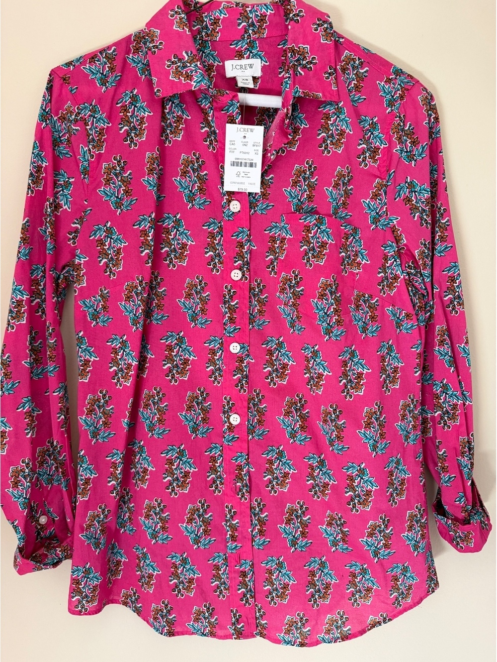 NWT XS J.Crew 100% cotton $80 button up